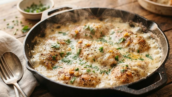 Creamy chicken with cheese and cream