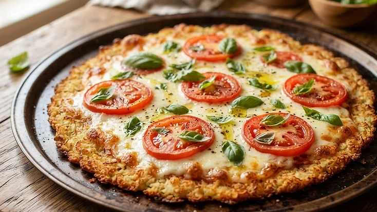 Keto pizza with cauliflower crust