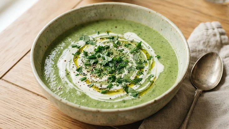 Keto soup with cream and herbs