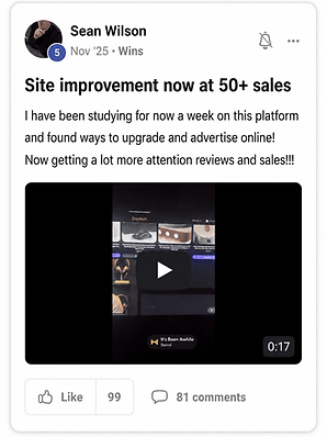 Sean Wilson, Site improvement