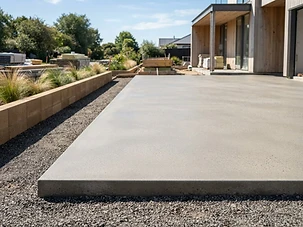 Finished polished concrete slab with straight edges