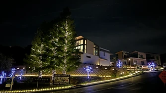 Christmas light installation on a home
