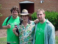 The Nephew, Jesco White, and The Brother outside the brick arch