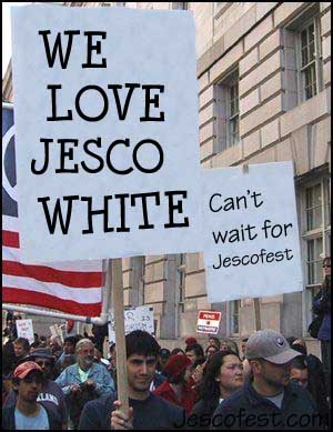 Fans holding handmade Jesco White protest signs at JescoFest 2006