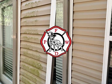 Tan vinyl siding before and after professional pressure washing