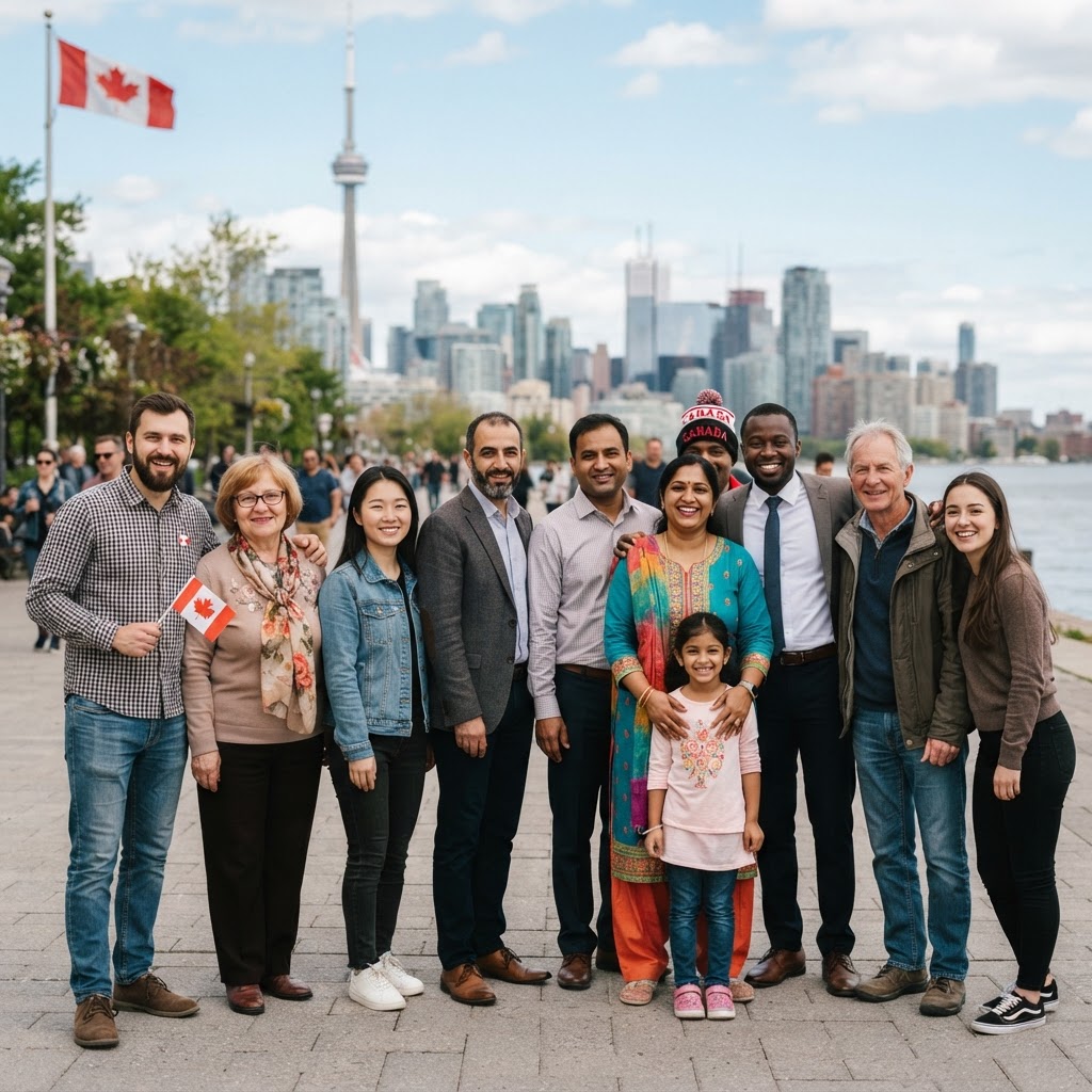 Happy immigrant families in Canada