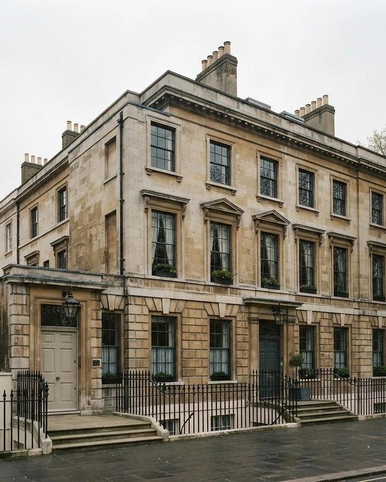 Georgian London townhouses in Portland stone