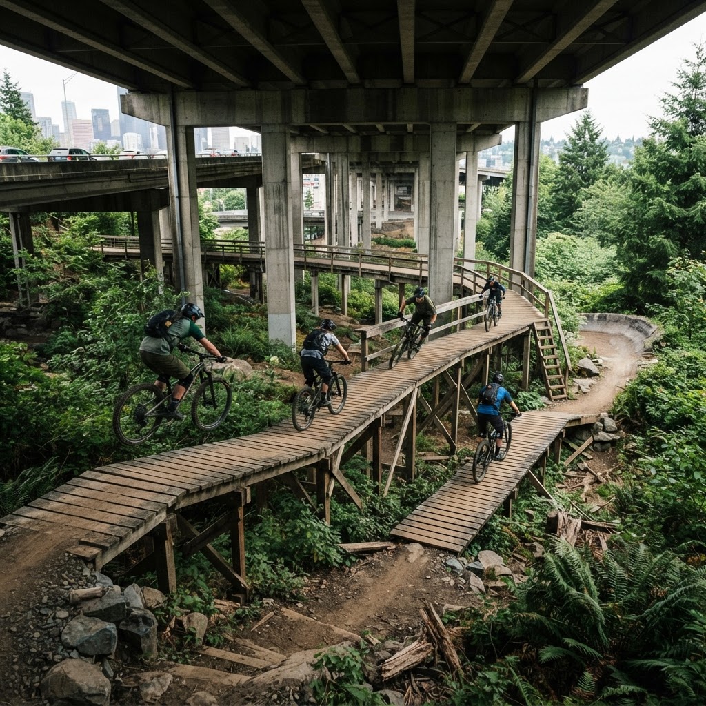 Colonnade Park: Mountain Biking Under I-5