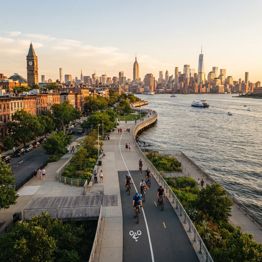 Hoboken waterfront cycling