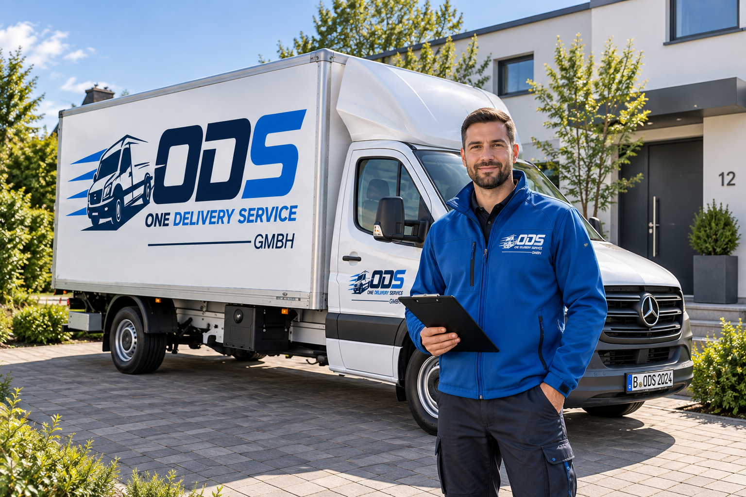 One Delivery Service Mitarbeiter vor Lieferwagen