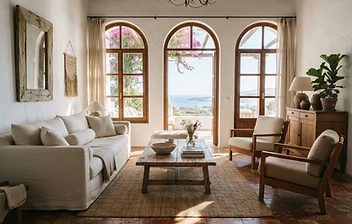 Lichte woonkamer van een Spaanse villa