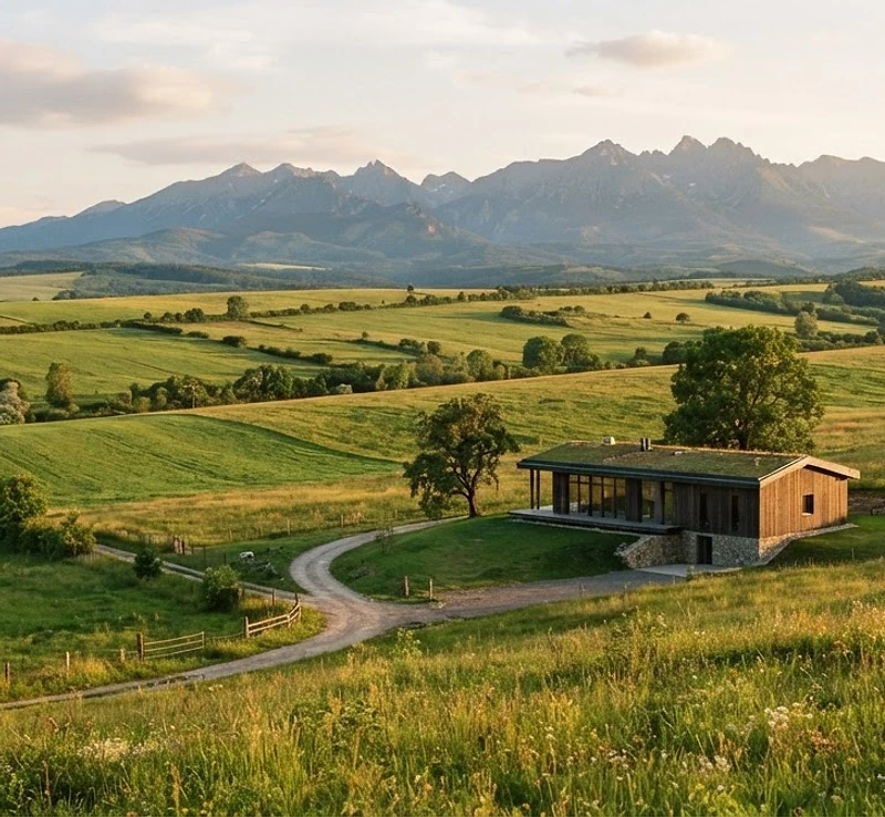 Slovak rural landscape at golden hour