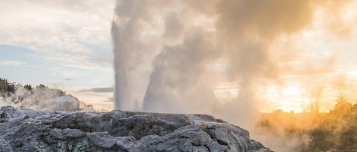 Pohutu Geyser erupting at Te Puia, Rotorua