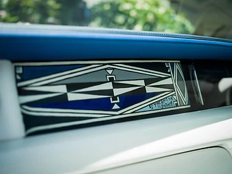 Close-up of the hand-painted Rolls-Royce Phantom Gallery panel, signed ESTHER MAHLANGU 2019