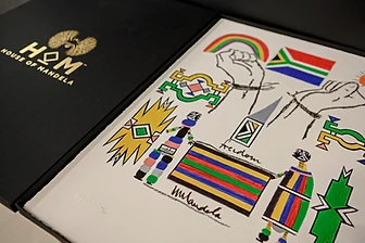 House of Mandela folio with a collaborative illustration signed Mandela, 2001