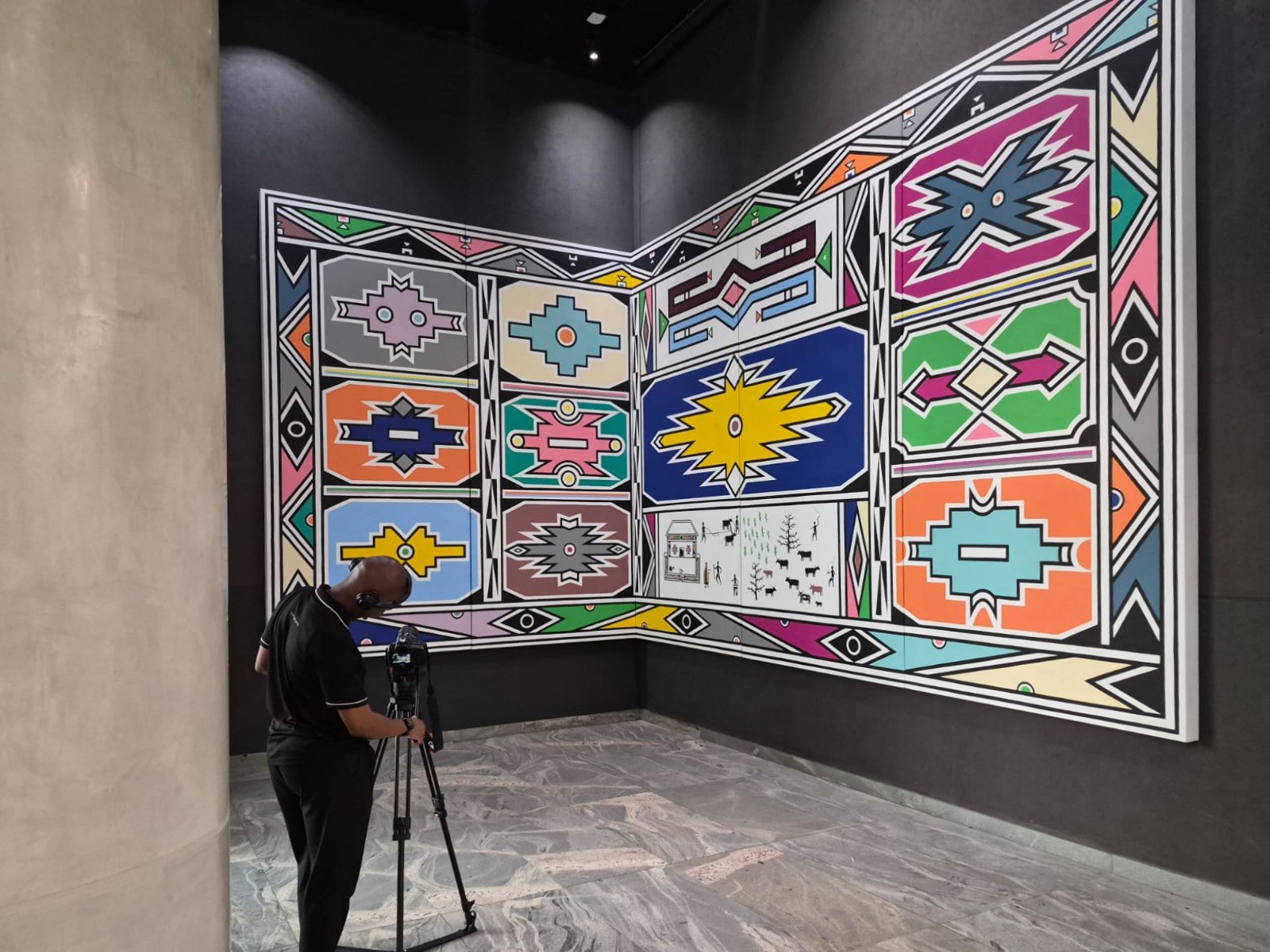 Esther Mahlangu's Ndebele mural 'A Living Currency' installed at the South African Reserve Bank Museum