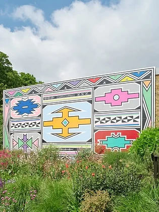 Esther Mahlangu's first public mural in the UK, Serpentine North Garden, London, 2024