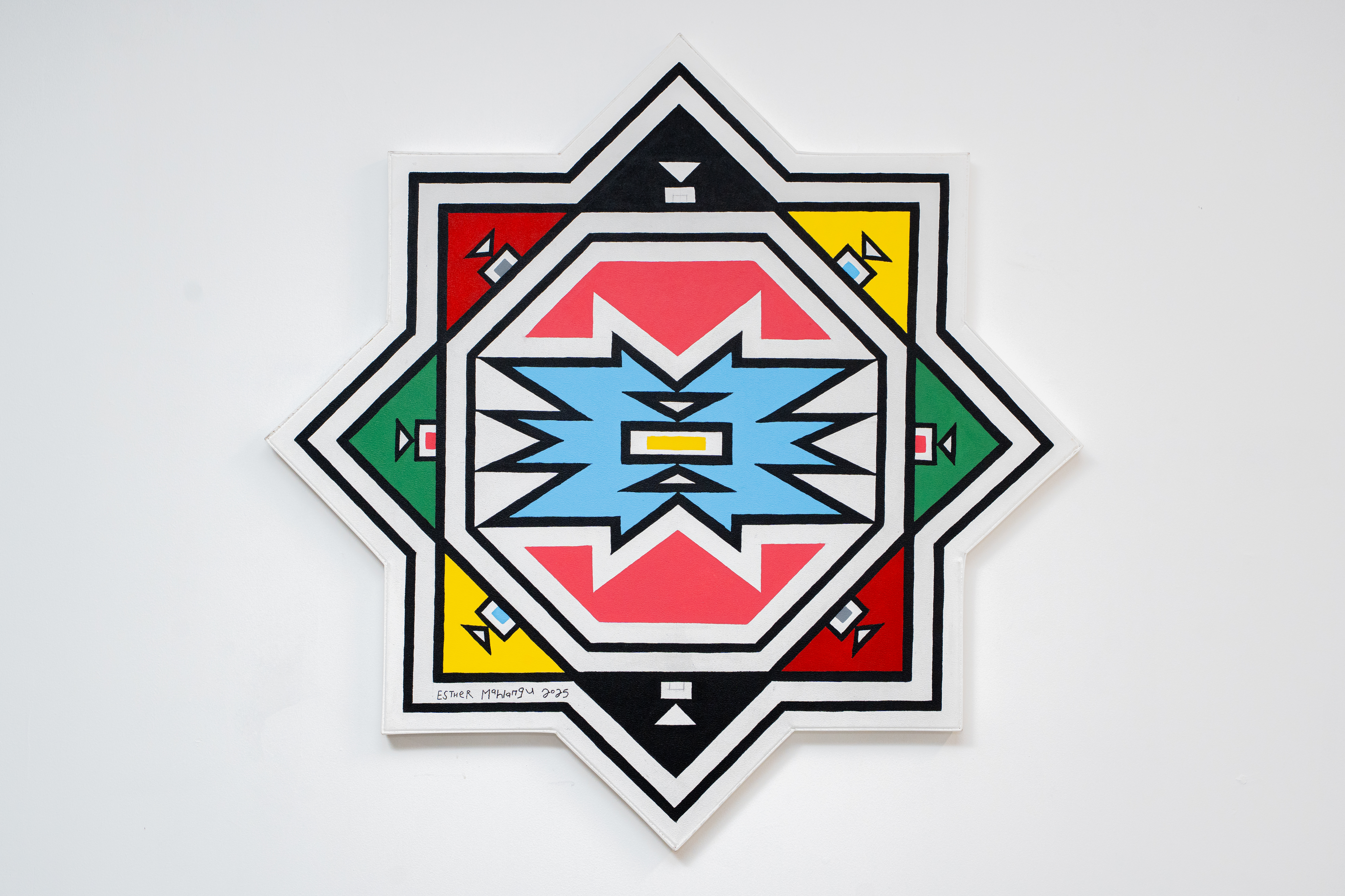 Dr Esther Mahlangu, Ndebele Abstract, 2025, acrylic on canvas