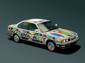 The 1991 BMW 525i Art Car hand-painted by Dr Esther Mahlangu with traditional Ndebele geometric motifs