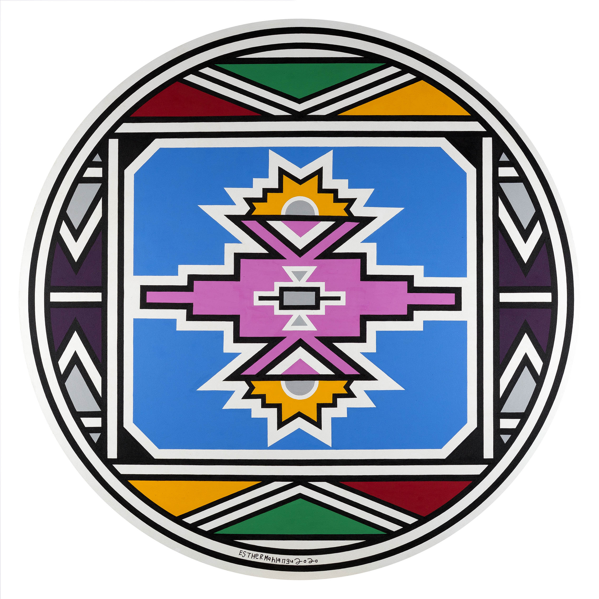 Untitled, 2020, acrylic on canvas by Dr Esther Mahlangu