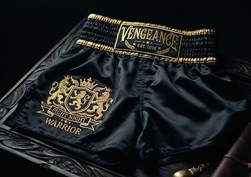 Satin Fight Shorts — Black/Gold