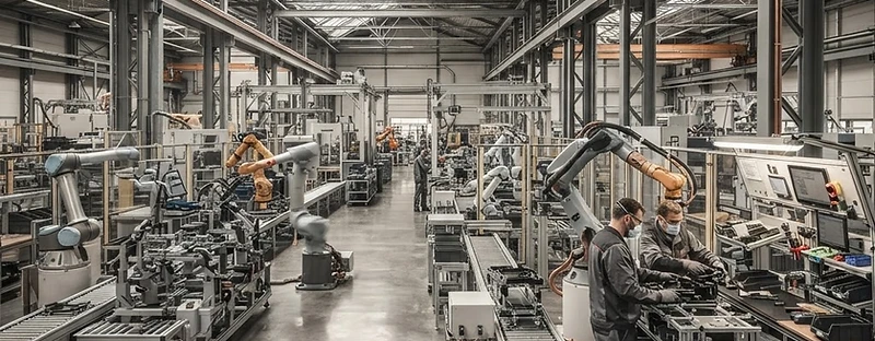 Semi-automatic modern manufacturing hall