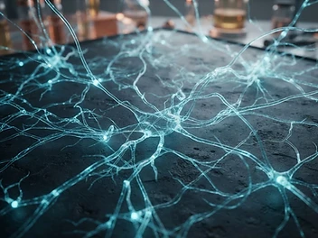 Neural pathways as glowing threads of light