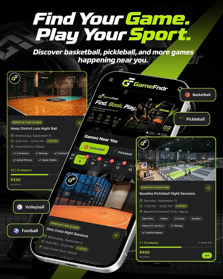 Find your game, play your sport — games near you screen