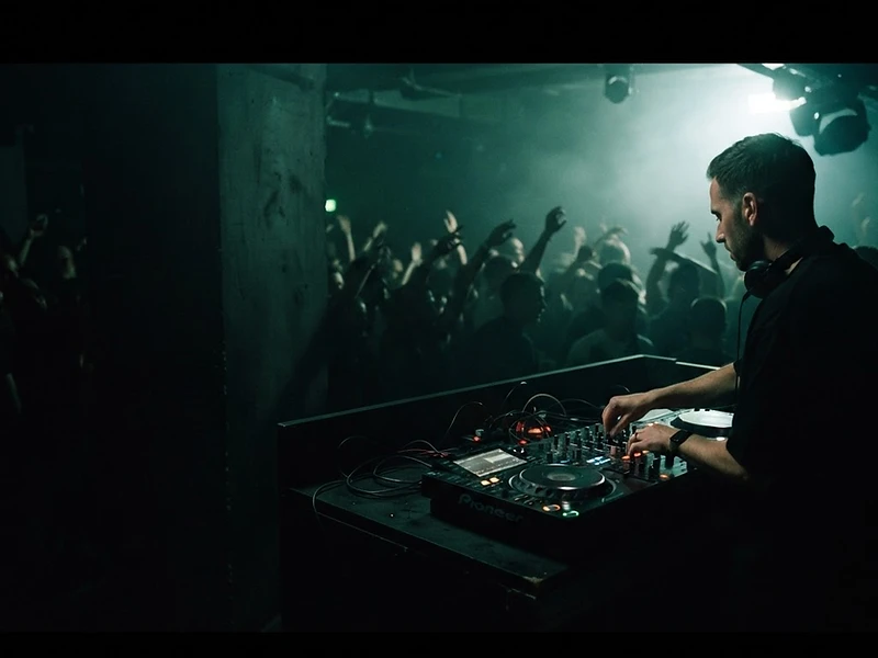 DJ performing in an underground dance music club
