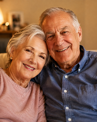 A happy older couple smiling together