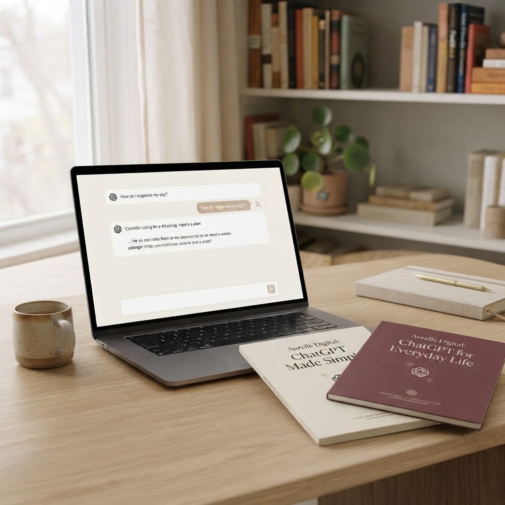 AI Starter Collection — two connected Aurelle Digital guides for understanding ChatGPT and using it for everyday tasks.
