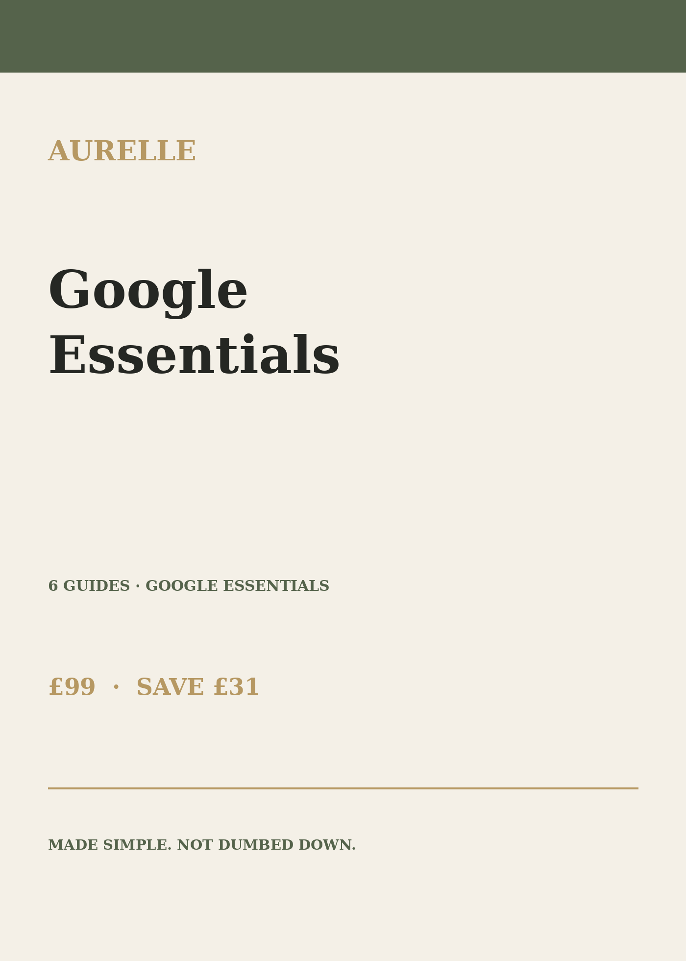 Google Essentials — three connected Google guides from Aurelle Digital.