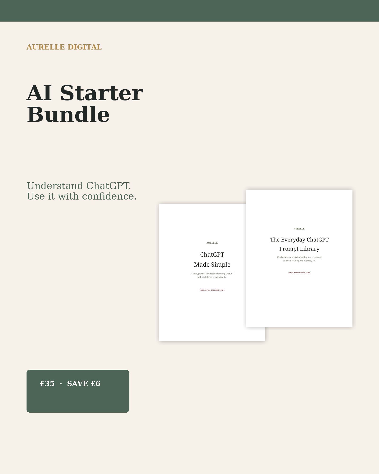 AI Starter Bundle — ChatGPT Made Simple and The Everyday ChatGPT Prompt Library by Aurelle Digital