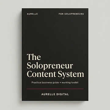 Cover of The Solopreneur Content System — a practical system for planning, creating and reusing useful business content.