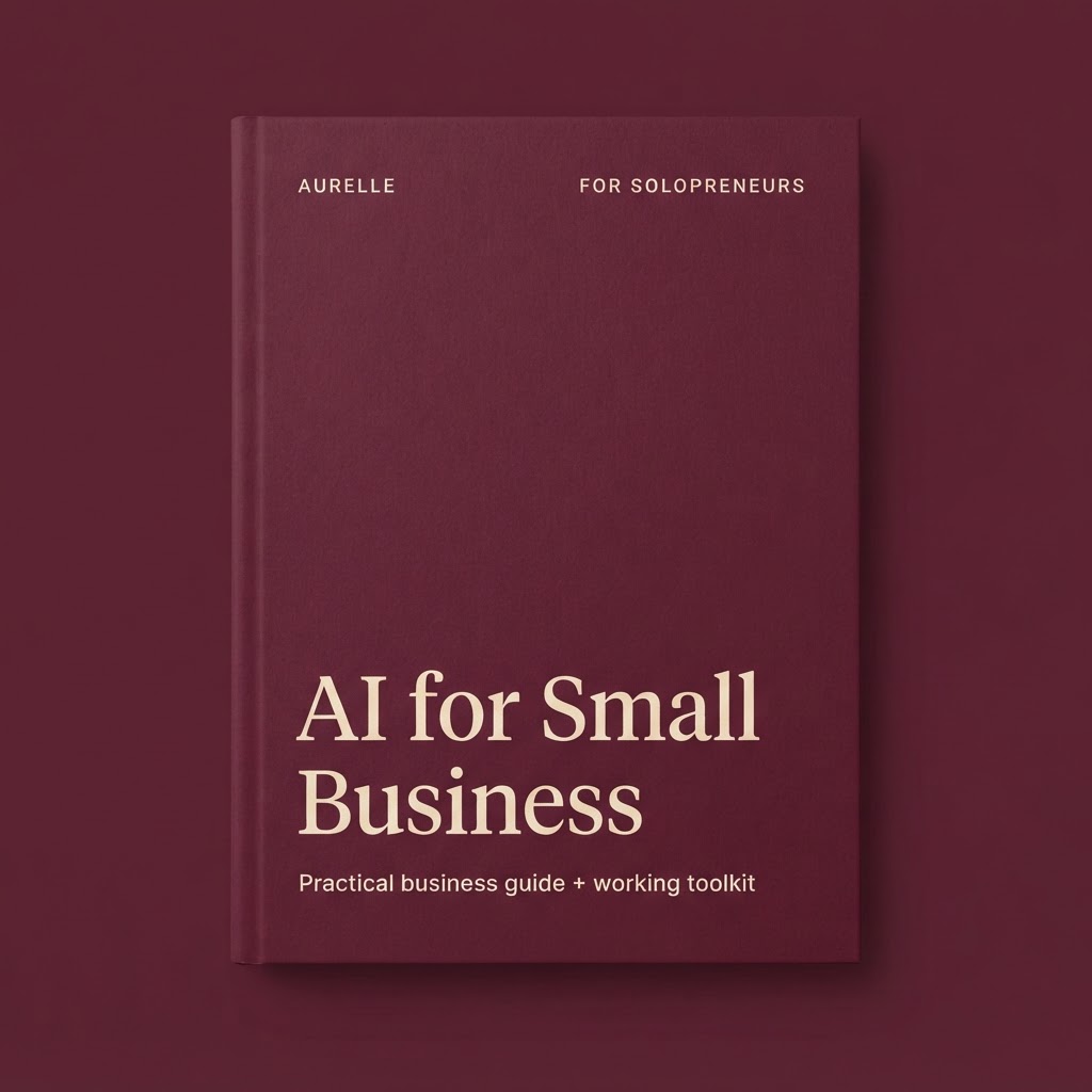 Cover of AI for Small Business — a practical guide to using AI for everyday business work while protecting judgement, voice and confidential information.