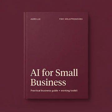 Cover of AI for Small Business — a practical guide to using AI for everyday business work while protecting judgement, voice and confidential information.
