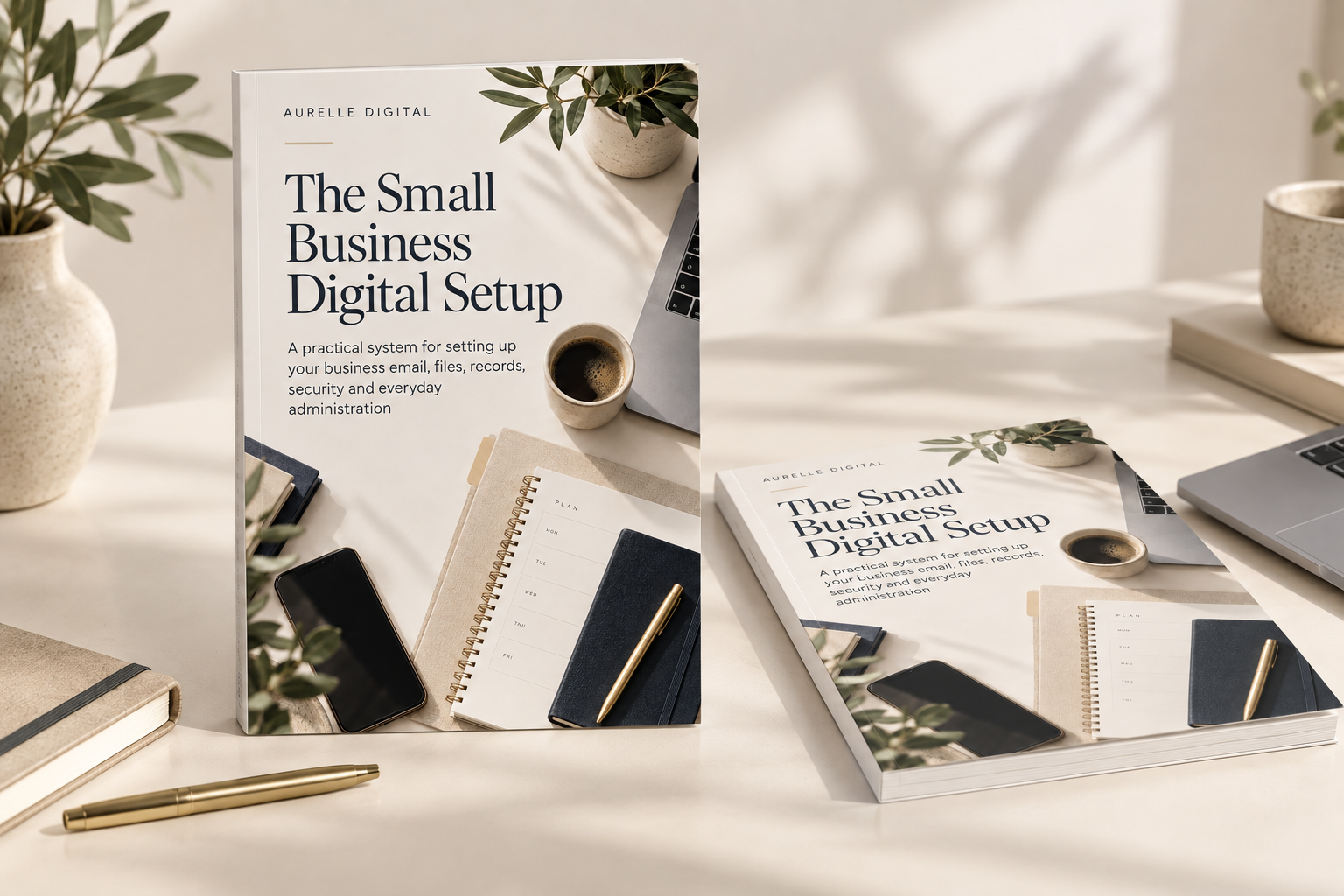 Actual cover of the Aurelle Small Business Digital Setup starter-kit guide.