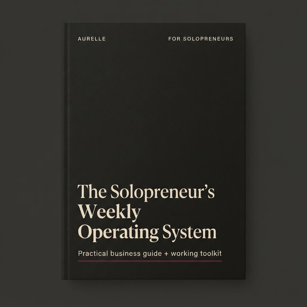 Cover of The Solopreneur's Weekly Operating System — a practical weekly system for planning, prioritising and running a one-person business.