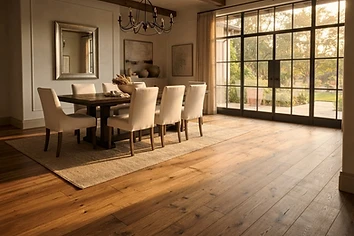 Hardwood flooring in a family dining room