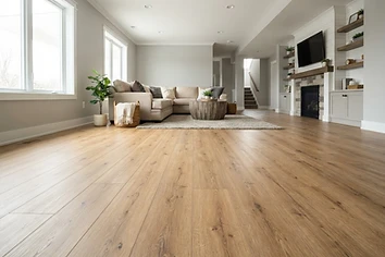 Luxury vinyl plank flooring in a finished Michigan basement