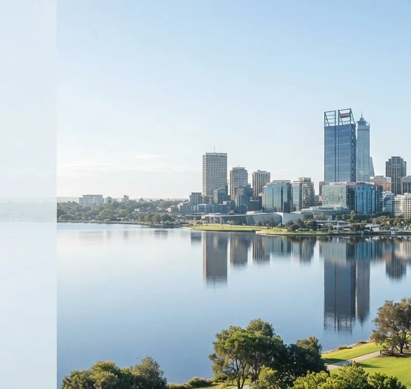 Perth CBD and Swan River, Western Australia — base of an environmental and public health consultancy