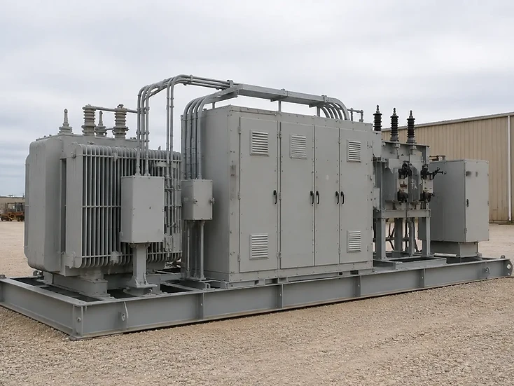 New skid-mounted transformer and switchgear package ready for installation