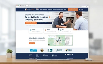 HVAC Website Concept — desktop homepage design mockup