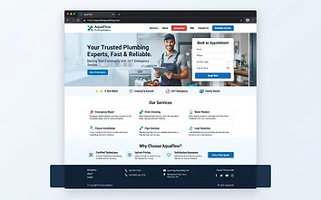 Plumbing Website Concept — desktop homepage design mockup