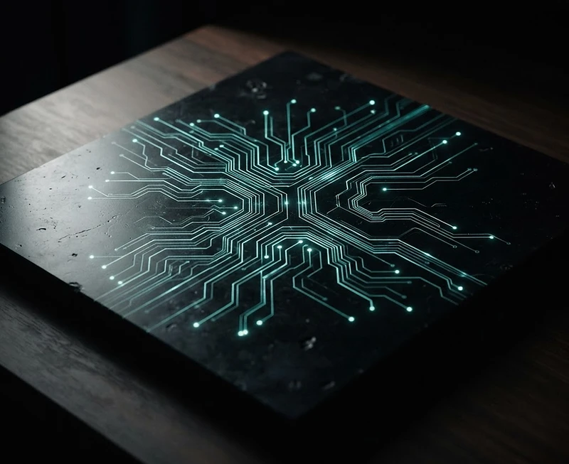 AI automation network under teal light