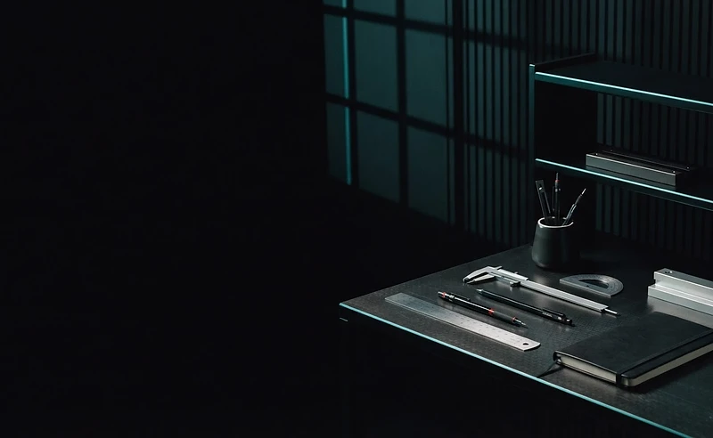 Precision tools under teal light