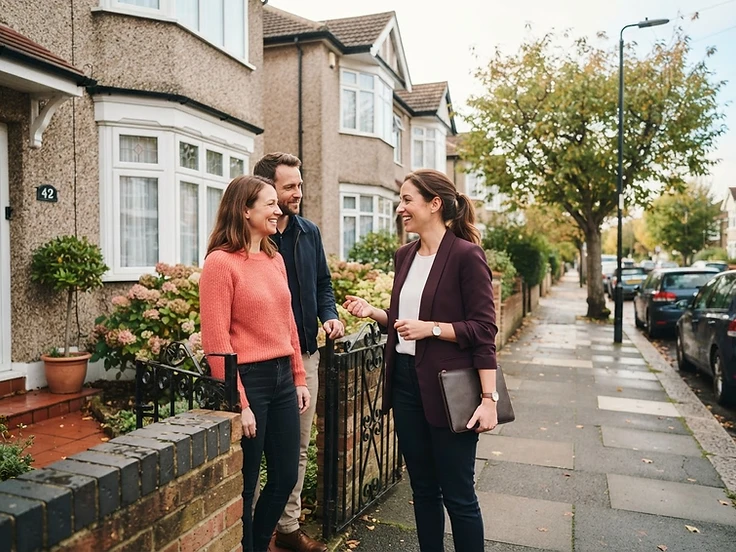 A GO595 agent meeting homeowners at their property