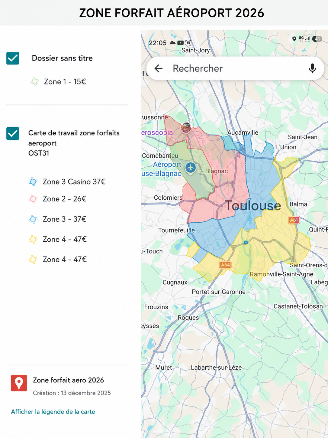 Zone forfait aéroport Toulouse-Blagnac 2026