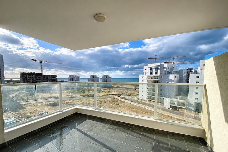 Ashkelon coastline and Mediterranean sea view from a modern balcony
