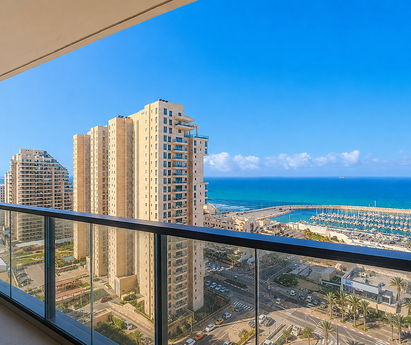 Ashkelon marina and Mediterranean sea view